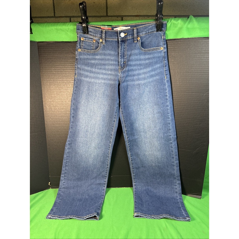 Levi's Girls Wide Leg Denim Jeans Size 14 Medium Wash Mid Rise Adjustable Waist